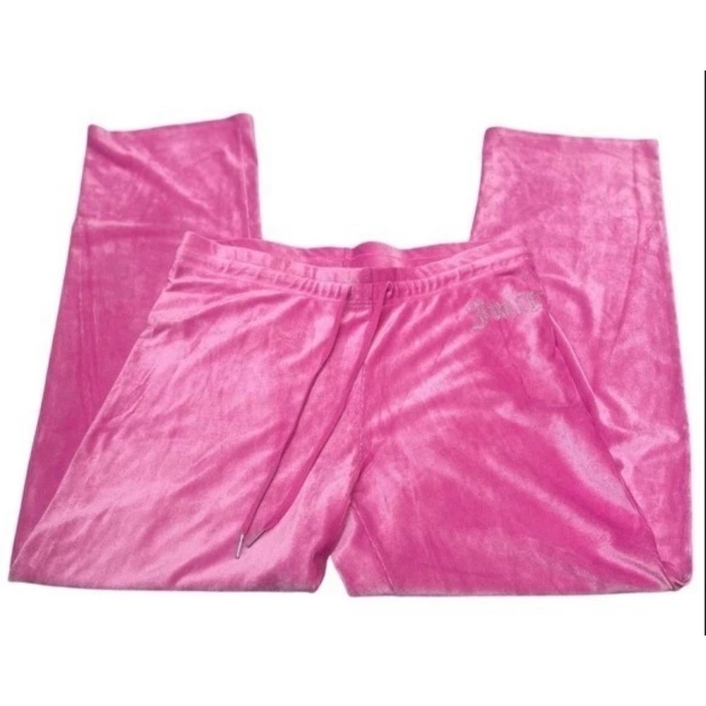 Juicy Couture Pink Velour Tracksuit Set Rhinestone‎ Logo Sweatshirt Pants Women - Picture 3 of 7